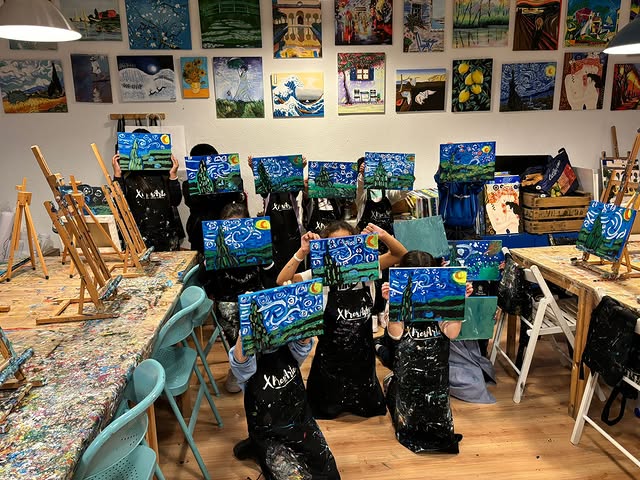ejemplo de cuadro pintado por niños en colegio por xpresarte